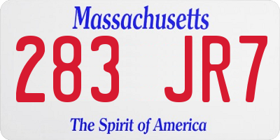MA license plate 283JR7
