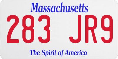 MA license plate 283JR9