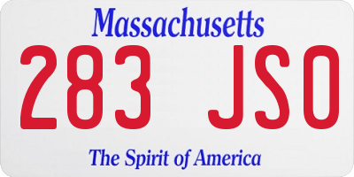 MA license plate 283JS0