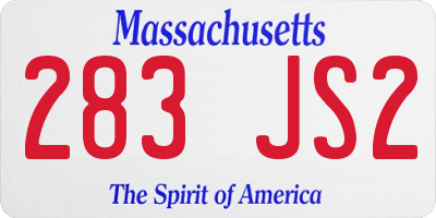 MA license plate 283JS2