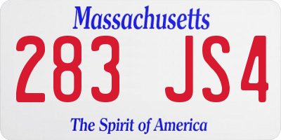 MA license plate 283JS4
