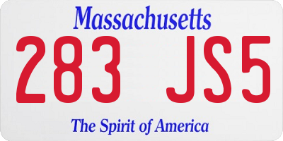 MA license plate 283JS5