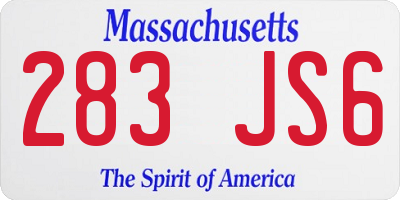 MA license plate 283JS6