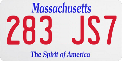 MA license plate 283JS7