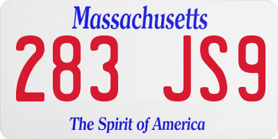MA license plate 283JS9