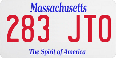 MA license plate 283JT0
