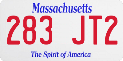 MA license plate 283JT2