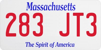 MA license plate 283JT3
