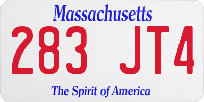 MA license plate 283JT4