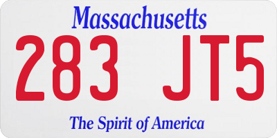 MA license plate 283JT5
