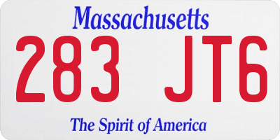 MA license plate 283JT6