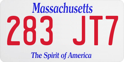 MA license plate 283JT7