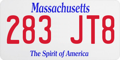 MA license plate 283JT8