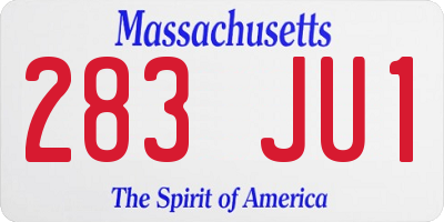MA license plate 283JU1