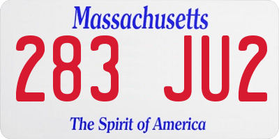 MA license plate 283JU2