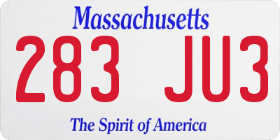 MA license plate 283JU3