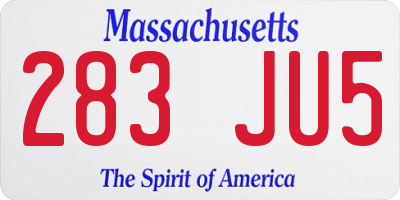 MA license plate 283JU5