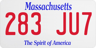 MA license plate 283JU7