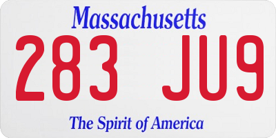 MA license plate 283JU9