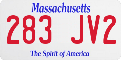 MA license plate 283JV2