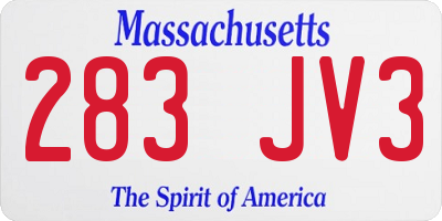 MA license plate 283JV3