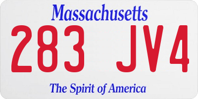 MA license plate 283JV4