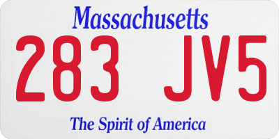 MA license plate 283JV5
