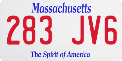 MA license plate 283JV6