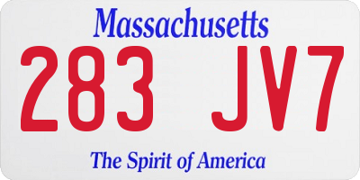 MA license plate 283JV7