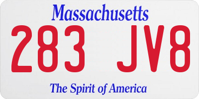 MA license plate 283JV8