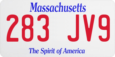 MA license plate 283JV9