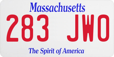 MA license plate 283JW0