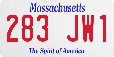 MA license plate 283JW1