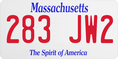MA license plate 283JW2