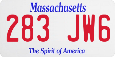 MA license plate 283JW6