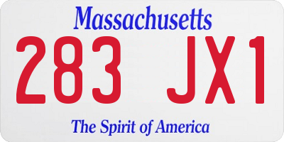 MA license plate 283JX1