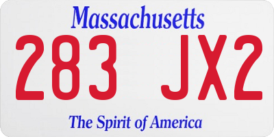 MA license plate 283JX2