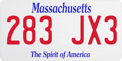 MA license plate 283JX3