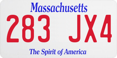 MA license plate 283JX4