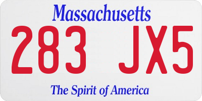 MA license plate 283JX5