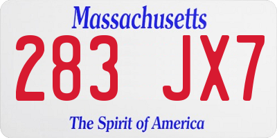 MA license plate 283JX7