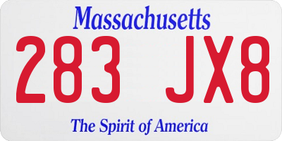 MA license plate 283JX8