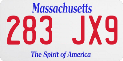 MA license plate 283JX9