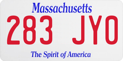 MA license plate 283JY0