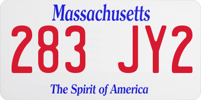 MA license plate 283JY2