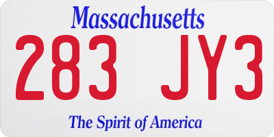 MA license plate 283JY3