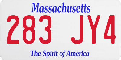MA license plate 283JY4