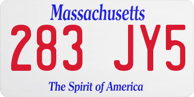 MA license plate 283JY5