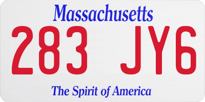 MA license plate 283JY6