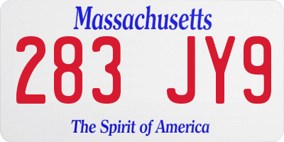 MA license plate 283JY9